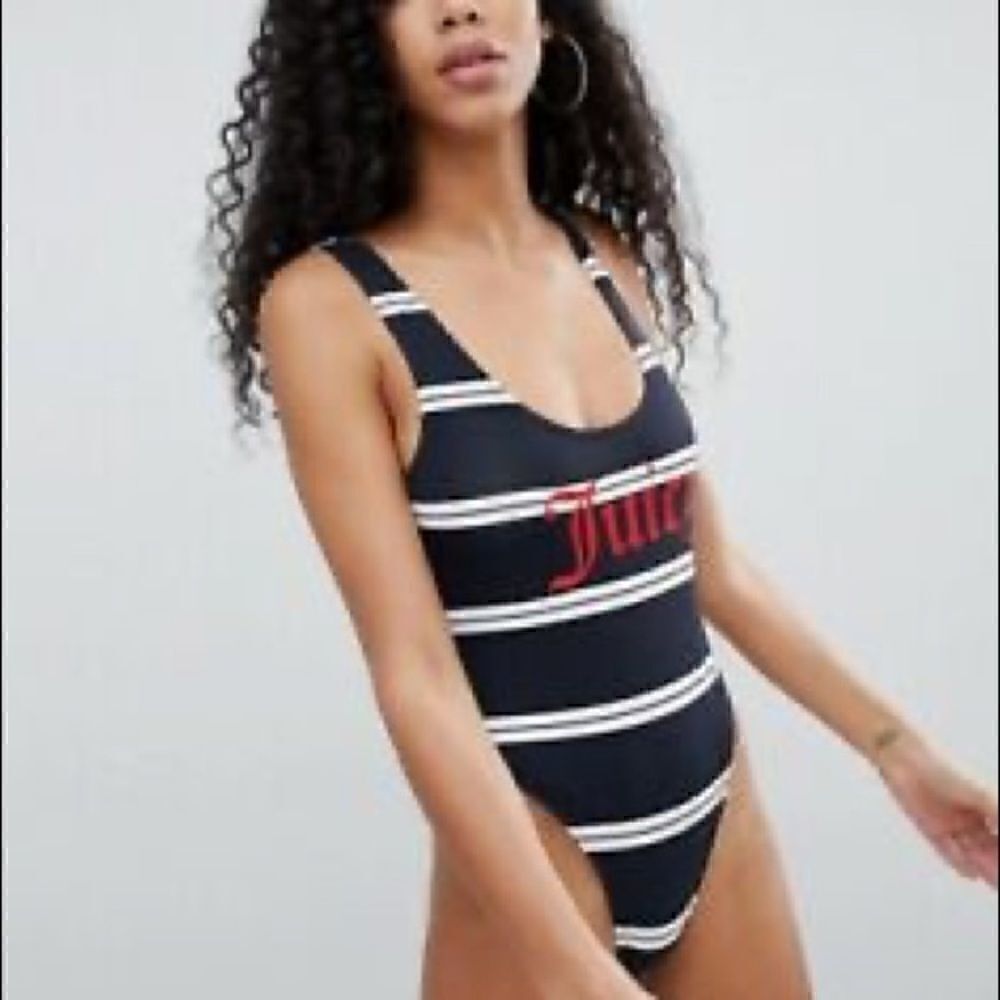 NEW Juicy Couture Black Stripes 1 Pc Swimsuit-Sz S